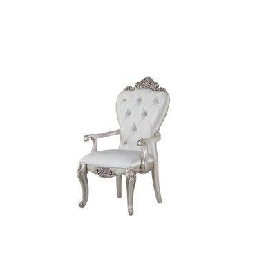 ACME Gorsedd Arm Chair (Set-2), Cream Fabric & Golden Ivory Finish