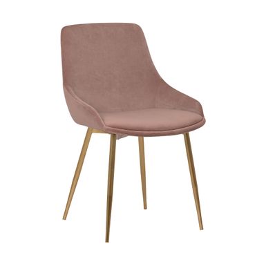 Heidi Blush Velvet Dining Accent Chair with Gold Metal Legs