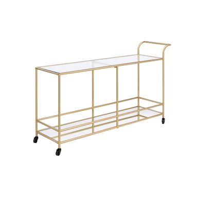 ACME Kenda Serving Cart, Clear Glass, Mirrored & Gold