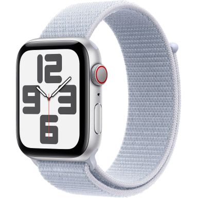 Apple Watch SE 2nd Generation (GPS+Cellular) 44mm Aluminum Case with Blue Cloud Sport Loop - Silver