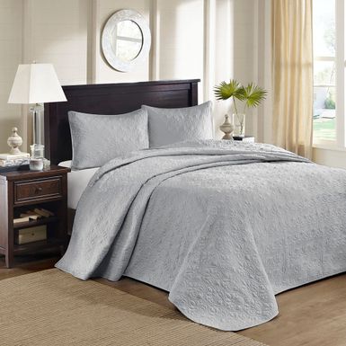 Grey Quebec Reversible Bedspread Set King