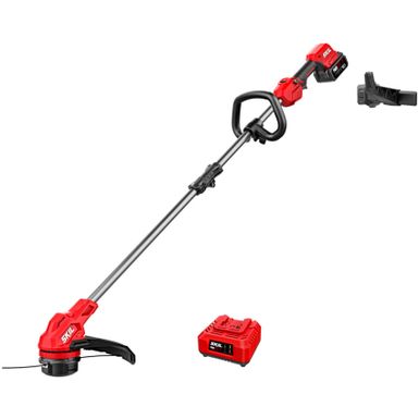 Skil - PWRCORE20 20-Volt 13-Inch Cutting Diameter Brushless Straight Shaft Grass Trimmer (1 x 4.0Ah Battery and 1 x Charger) - Red/black