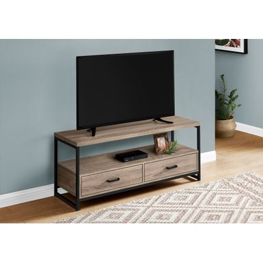 TV Stand/ 48 Inch/ Console/ Media Entertainment Center/ Storage Drawers/ Living Room/ Bedroom/ Laminate/ Metal/ Brown/ Black/ Contemporary/ Modern