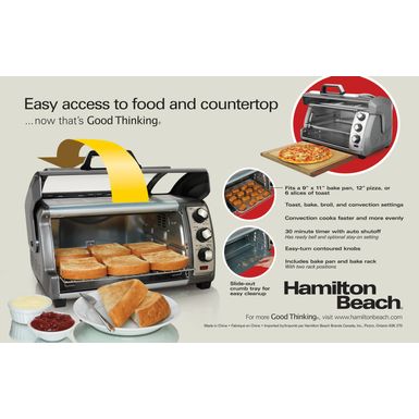 Hamilton Beach - 6 Slice Easy Reach Convection Toaster Oven Silver