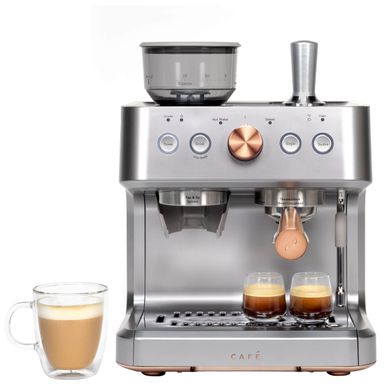 Café - Bellissimo Semi-Automatic Espresso Machine with 15 bars of pressure, Milk Frother, and Built-In Wi-Fi - Steel Silver