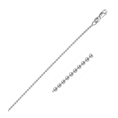 14k White Gold Bead Chain 1.5mm (18 Inch)