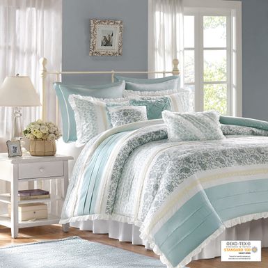 Aqua Dawn 9 Piece Cotton Percale Duvet Cover Set King