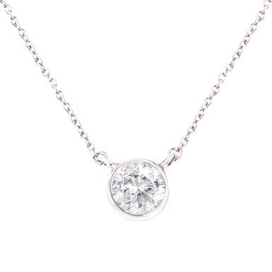 .925 Sterling Silver 1/2 Cttw Diamond Bezel 18" Pendant Necklace (I-J Color, I2-I3 Clarity)