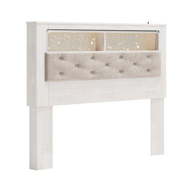 Altyra Queen Upholstered Panel Bookcase Headboard