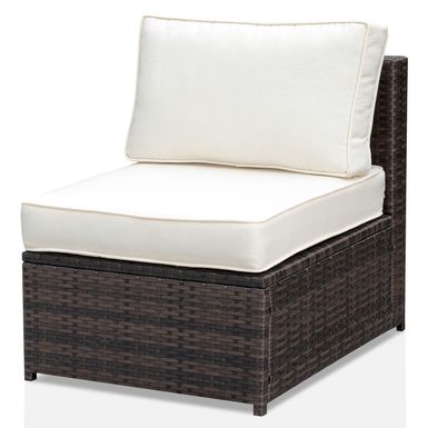 Contemporary Rattan Patio Armless Chair in Brown/Beige