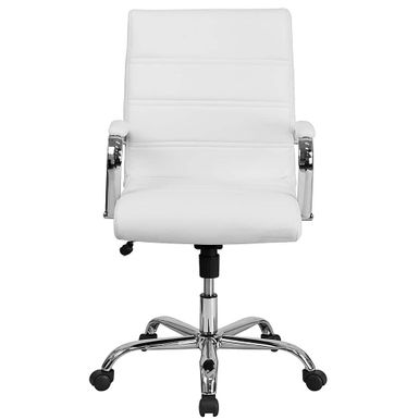 Alamont Home - Whitney Mid-Back Modern Leather/Faux Leather Executive Swivel Office Chair - White LeatherSoft/Chrome Frame