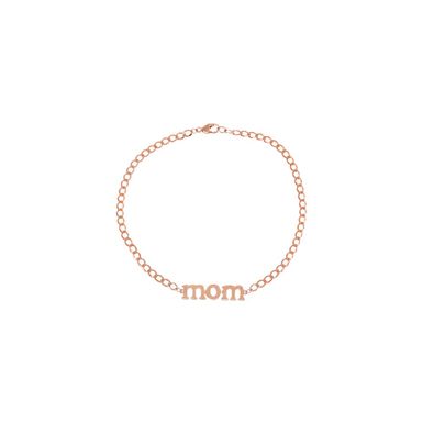 Solid Lowercase Mom Plate Cuban Chain Bracelet 14K Rose Gold