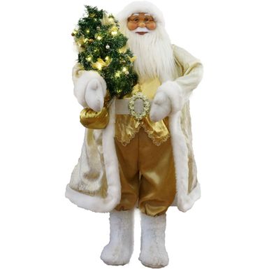 36" White/Gold Santa with Christmas Tree (Music)