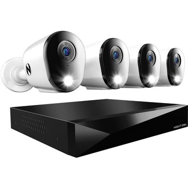 Night Owl - 12 Channel 4 Camera Wired 2K 1TB DVR Security System with 2-way Audio - White