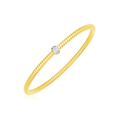 14k Yellow Gold Stretch Bangle with Diamonds