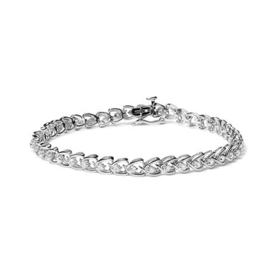 .925 Sterling Silver 1.00 Cttw Diamond C-Shaped Link Bracelet (I-J Color, I3 Clarity)