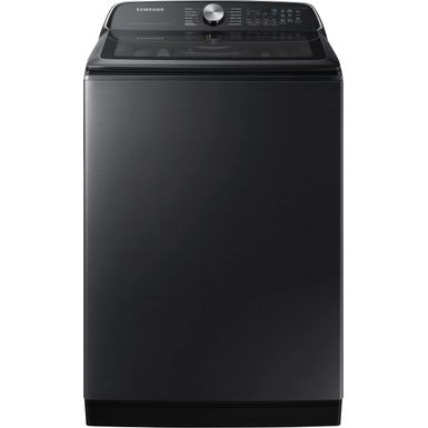 Samsung - 5.5 Cu. Ft. High-Efficiency Smart Top Load Washer with Super Speed Wash - Brushed Black