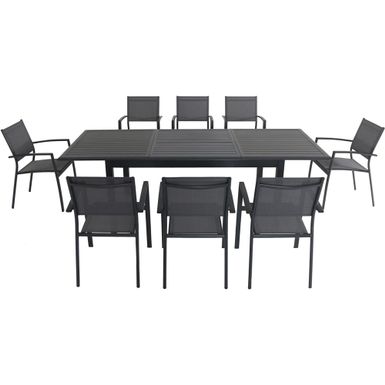 Cameron 9pc: 8 Aluminum Sling Chairs, 63-94" Aluminum Extension Table