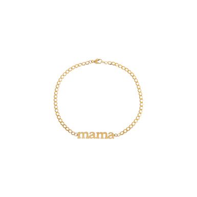 Solid Lowercase Mama Plate Cuban Chain Bracelet 14K Gold