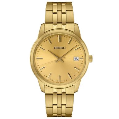 Seiko - Mens Essentials Gold-Tone Stainless Steel Watch Gold Dial