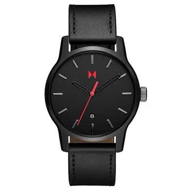 MVMT  - Mens Classic II Jet Black Leather Strap Watch Black Dial