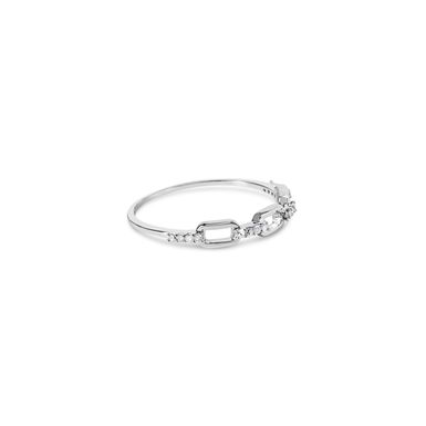 .925 Sterling Silver Diamond Accent Paperclip Band Ring (I-J Color, I2-I3 Clarity) - Ring Size 9