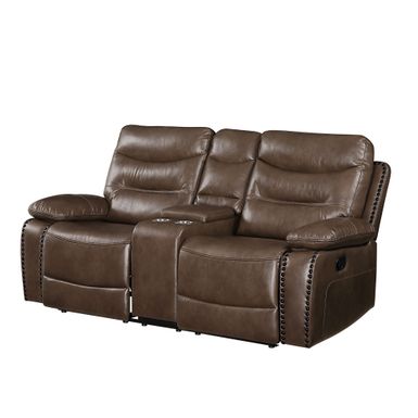 ACME Aashi Motion Loveseat w/Console, Brown Leather-Gel Match