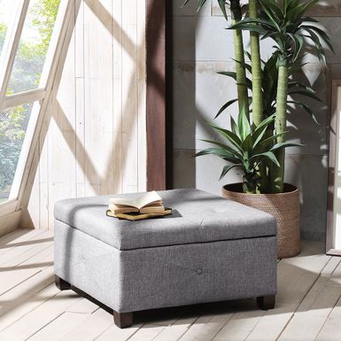 Penelope Button Tufted Charcoal Storage Ottoman