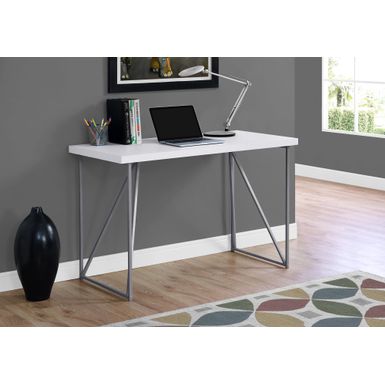 Computer Desk/ Home Office/ Laptop/ 48"L/ Work/ Metal/ Laminate/ White/ Grey/ Contemporary/ Modern