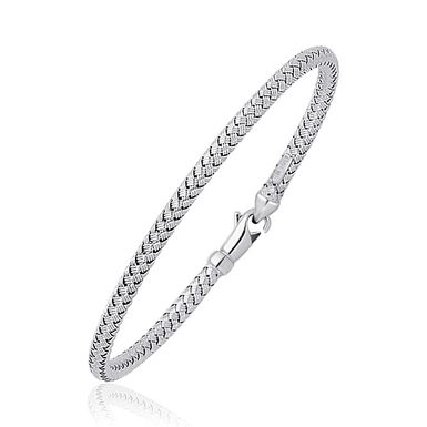 Fancy Weave Bangle in 14k White Gold (3.0mm) (7.25 Inch)