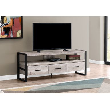 TV Stand/ 60 Inch/ Console/ Media Entertainment Center/ Storage Drawers/ Living Room/ Bedroom/ Metal/ Laminate/ Beige/ Black/ Contemporary/ Modern