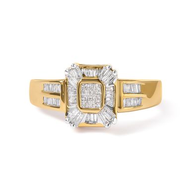 10K Yellow Gold 1/2 Cttw Diamond Composite and Halo Ring (H-I Color, SI1-SI2 Clarity) - Ring Size 7