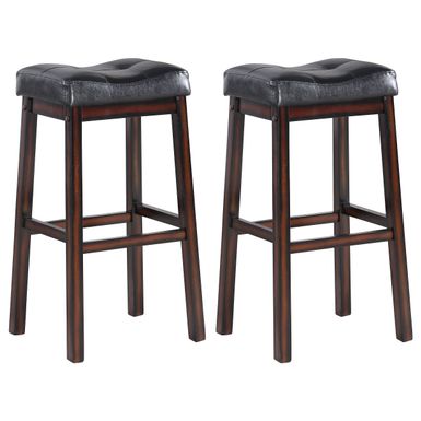 Donald Upholstered Bar Stools Black and Cappuccino (Set of 2)