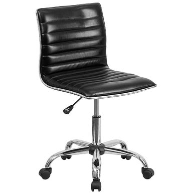 Alamont Home - Alan Contemporary Vinyl Swivel Office Chair - Black Vinyl/Chrome Frame