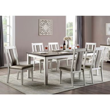 Rustic Solid Wood 7-Piece Dining Table Set in White