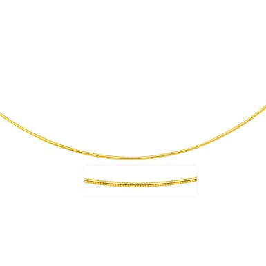 14k Yellow Gold Thin Motif Round Omega Necklace (18 Inch)