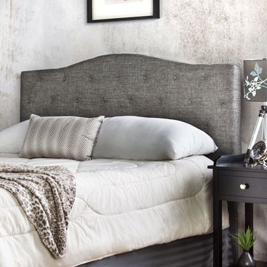 Transitional Fabric Full/Queen Tufted Headboard in Gray