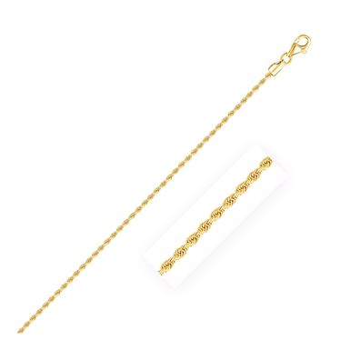 2.0mm 10k Yellow Gold Solid Diamond Cut Rope Chain (22 Inch)