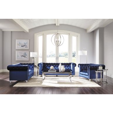 Bleker Tufted Tuxedo Arm Loveseat Blue