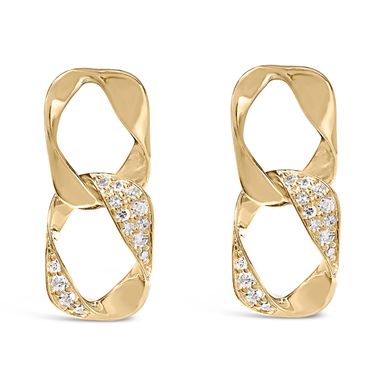 14K Yellow Gold Plated .925 Sterling Silver Open Link 1/5 Cttw Diamond Drop Earrings (H-I Color, I1-I2 Clarity)