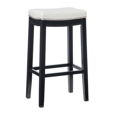 Ansley Backless Upholstered Barstool White Faux Leather