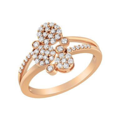 14K Rose Gold Plated .925 Sterling Silver 1/2 Cttw Diamond Scatter Composite Bypass Ring (I-J Color, I1-I2 Clarity) - Size 9