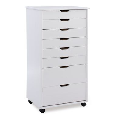 Carlisle Eight Drawer Rolling Storage Cart White Wash