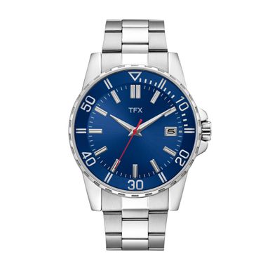 Bulova - TFX Mens Silver-Tone Stainless Steel Watch Blue