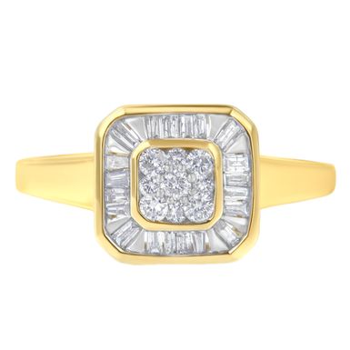 10K Yellow Gold Diamond Cocktail Ring (1/2 Cttw, I-J Color, SI2-I1 Clarity) - Size 7