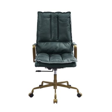 ACME Tinzud Office Chair, Dark Green Top Grain Leather