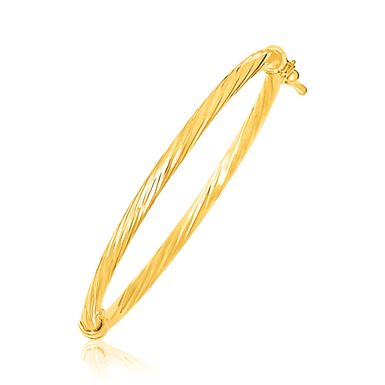 14k Yellow Gold Children's Bangle with Spiral Motif Style (5.5 Inch)