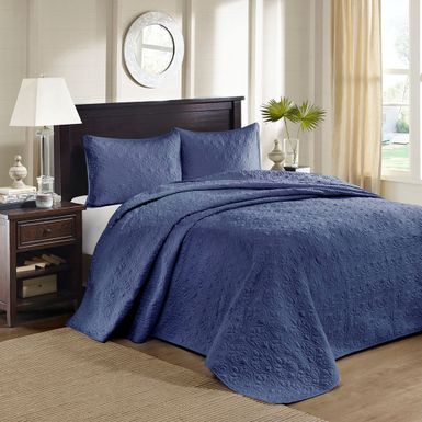 Navy Quebec Reversible Bedspread Set Twin