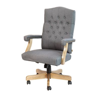 Alamont Home - Derrick Traditional Fabric Swivel Office Chair - Gray Fabric/Driftwood