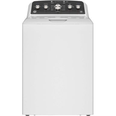 GE - 4.5 Cu. Ft. High-Efficiency Top Load Washer with Deep Fill and Cold Plus - White with Matte Black